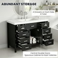 thumbnail image 5 of Christopher Knight Home 47" Bathroom Vanity Base Cabinet Only, 2 Doors and 8 Drawers, Soft Close Storage, Black, 5 of 12