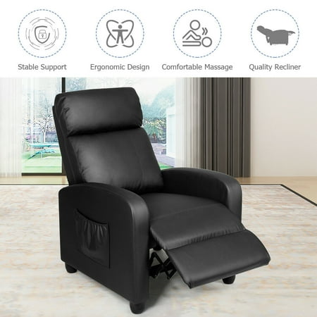 Gymax Massage Recliner Chair Single Sofa Pu Leather Padded Seat W Footrest Black Canada Gymax Massage Recliner Chair Single, Massage Sofa Chair Recliner