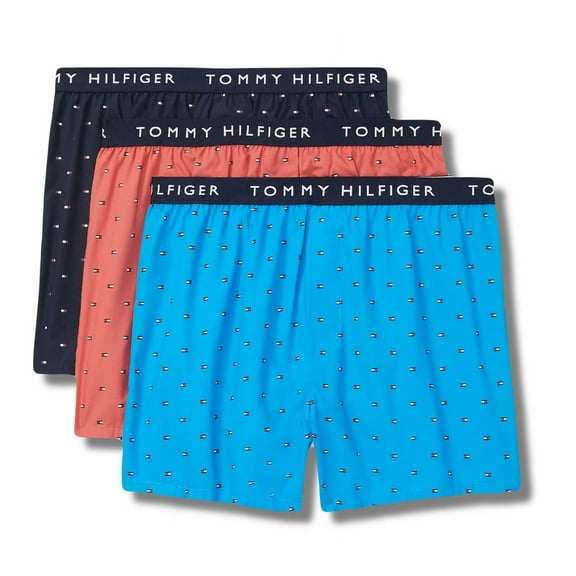 TOMMY HILFIGER MEN X3 - 243 ROBINS MEDIUM - 3 PACK SLIM WOVEN BOXER UNDERWEAR