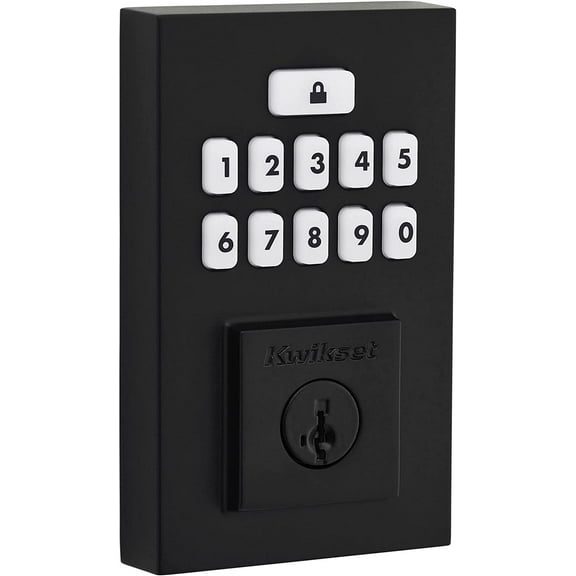 Kwikset 9260CNT-514S Contemporary SmartCode Keypad Electronic Deadbolt SmartKey Matte Black Finish