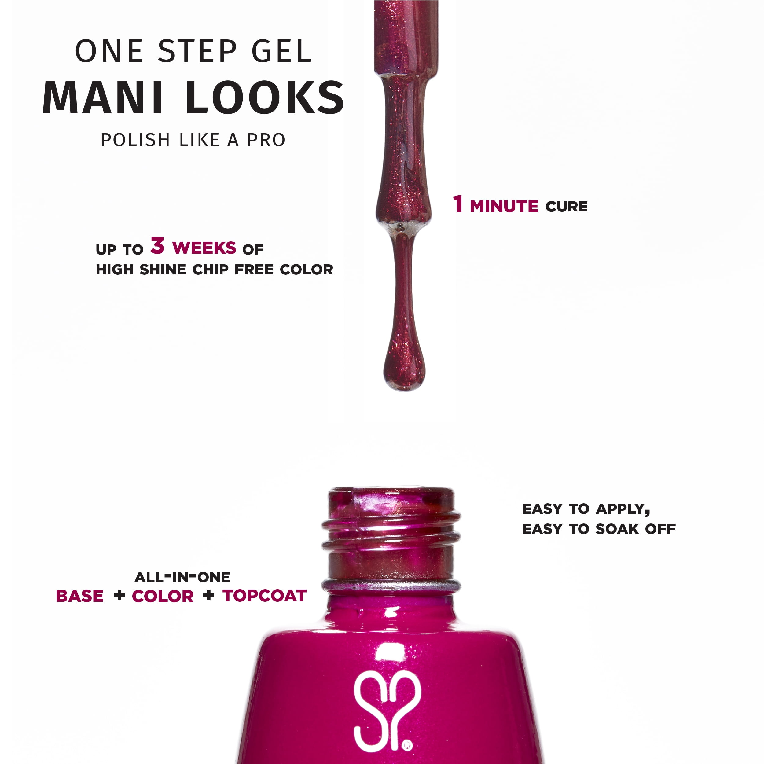 Salon Perfect Magnetic One Step Gel + Magnet Tool, Purple Nail Polish, 0.5 fl oz