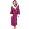 thumbnail image 2 of Prolriy Robes for Women, Women Winter Plush Lengthened Bathrobe Clothes Long Sleeved Robe Coat Womens Robe Hot Pink XXXL, 2 of 9