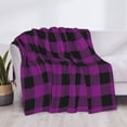 thumbnail image 3 of Uemuo Purple Black Plaid Printed Throw Blanket for Couch, Fluffy Fuzzy Blankets for Bed, Sofa, Cozy Flannel Faux Fur Blanket-50"x40", 3 of 6