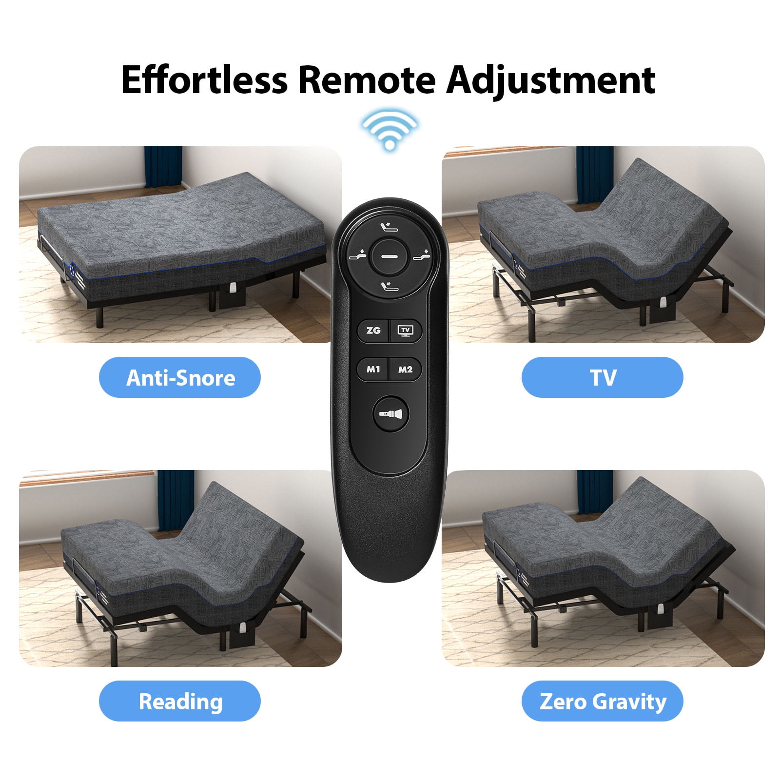 CHITOOMA Queen Adjustable Bed Frame with 14 Inch Gel Memory Foam Mattress, Electric Bed Base with Wireless Remote, Zero Gravity, Graphene Cover, Medium-Firm Support, Mattress in a Box