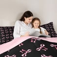 thumbnail image 5 of jejeloiu Cute Bowtie Print Twin Comforter Sets,Black Pink Bedding Set For Kids Reversible 2-Piece, 5 of 8