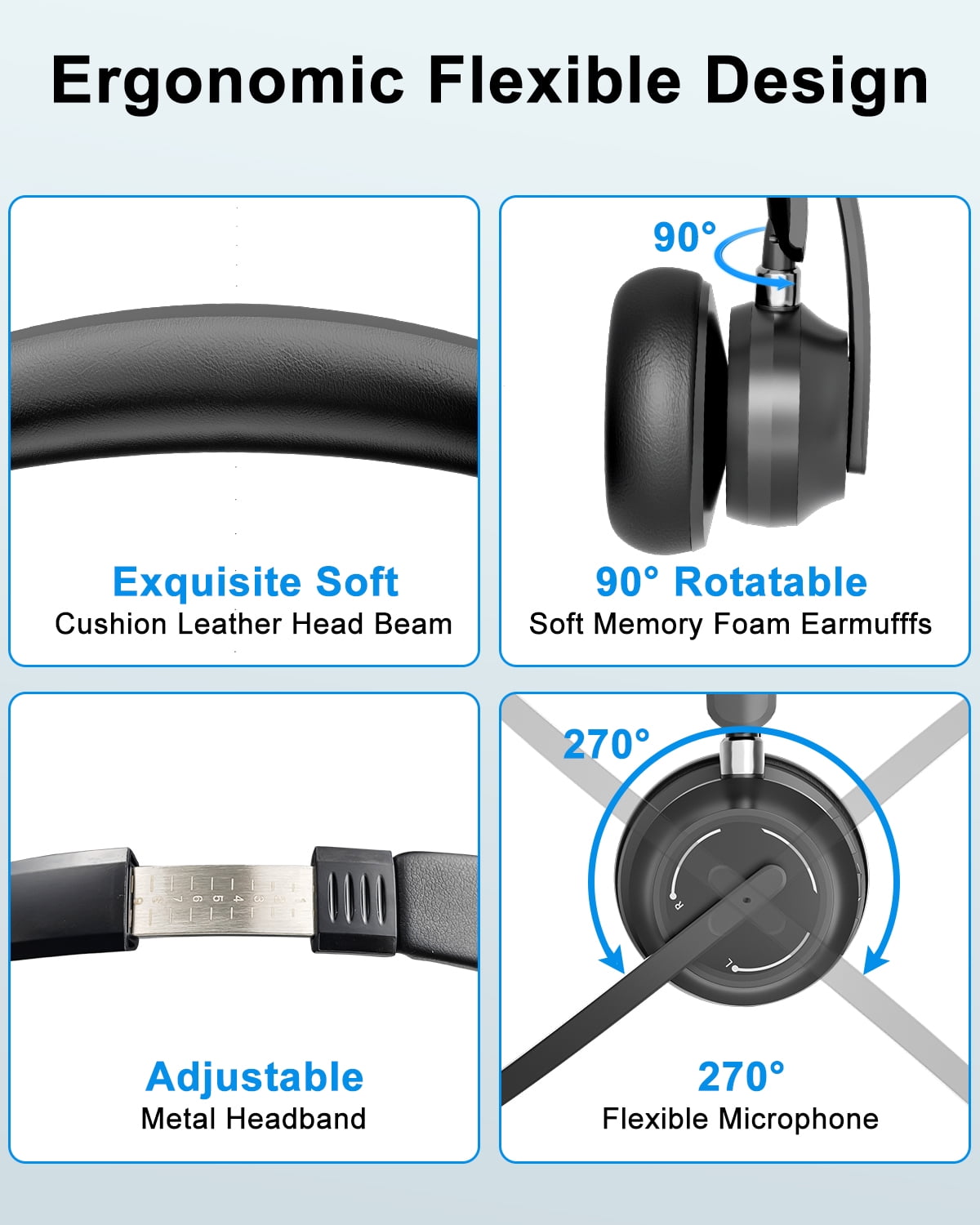 SUNITEC Wireless Bluetooth Headset with Microphone and USB Dongle, Noise Cancelling Mic, Compatible with PC, Laptop and Phone
