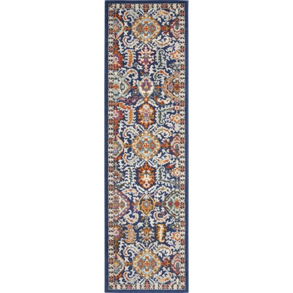 2’ x 8’ Blue and Gold Intricate Runner Rug