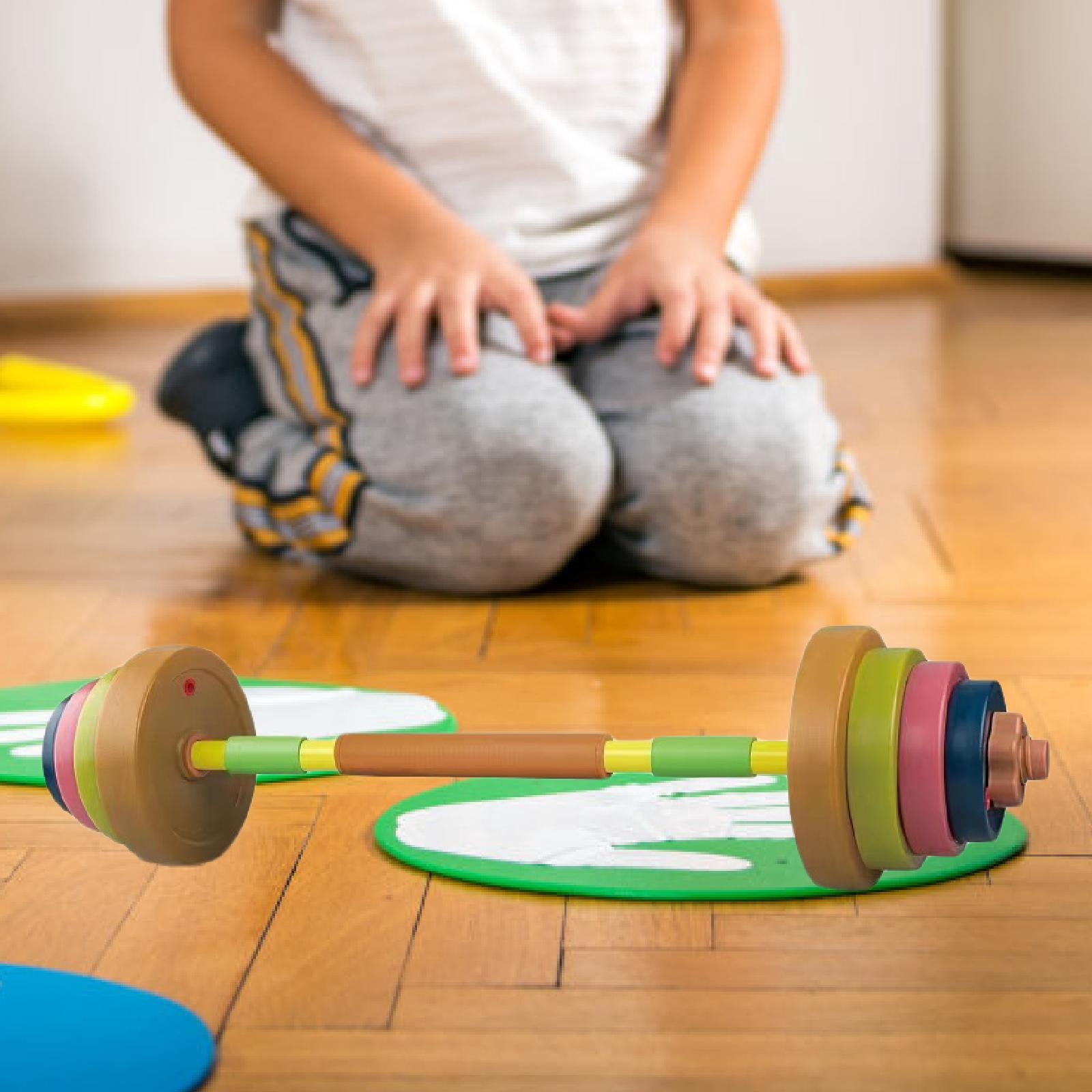 JWQFBC Kids Dumbbell Barbell Toy Adjustable Weight Powerlifting for Ages 3+ Educational Morandi Color