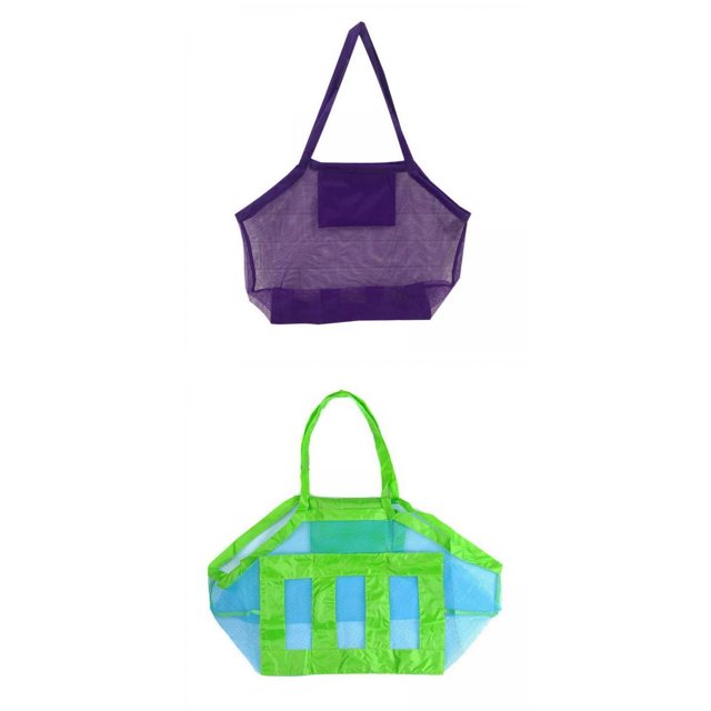 Bolsa de Playa de Malla Grande de 2 Piezas, Bolsas de Mano para Piscina, Bolsa de Juguete, Organizador de Almacenamiento Plegable Sunnimix bolsos de playa de malla