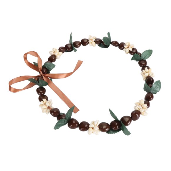 Hawaiian Kukui Nuts, Collier Fleur Kukui Noir de Collation des Grades, Marron Foncé 32 Pouces Collier Luau Hula de Collation des Grades pour Accessoires de Fête de Collation des Grades Lycée Université