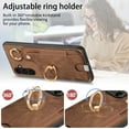 thumbnail image 4 of TECH CIRCLE For Galaxy A12 5G Case,PU Leather Slim Case with 360°Rotation Finger Ring Kickstand Camera Protector Protective Magnetic Car Mount Cover for Samsung Galaxy A12 5G 6.5" 2020,Brown, 4 of 8