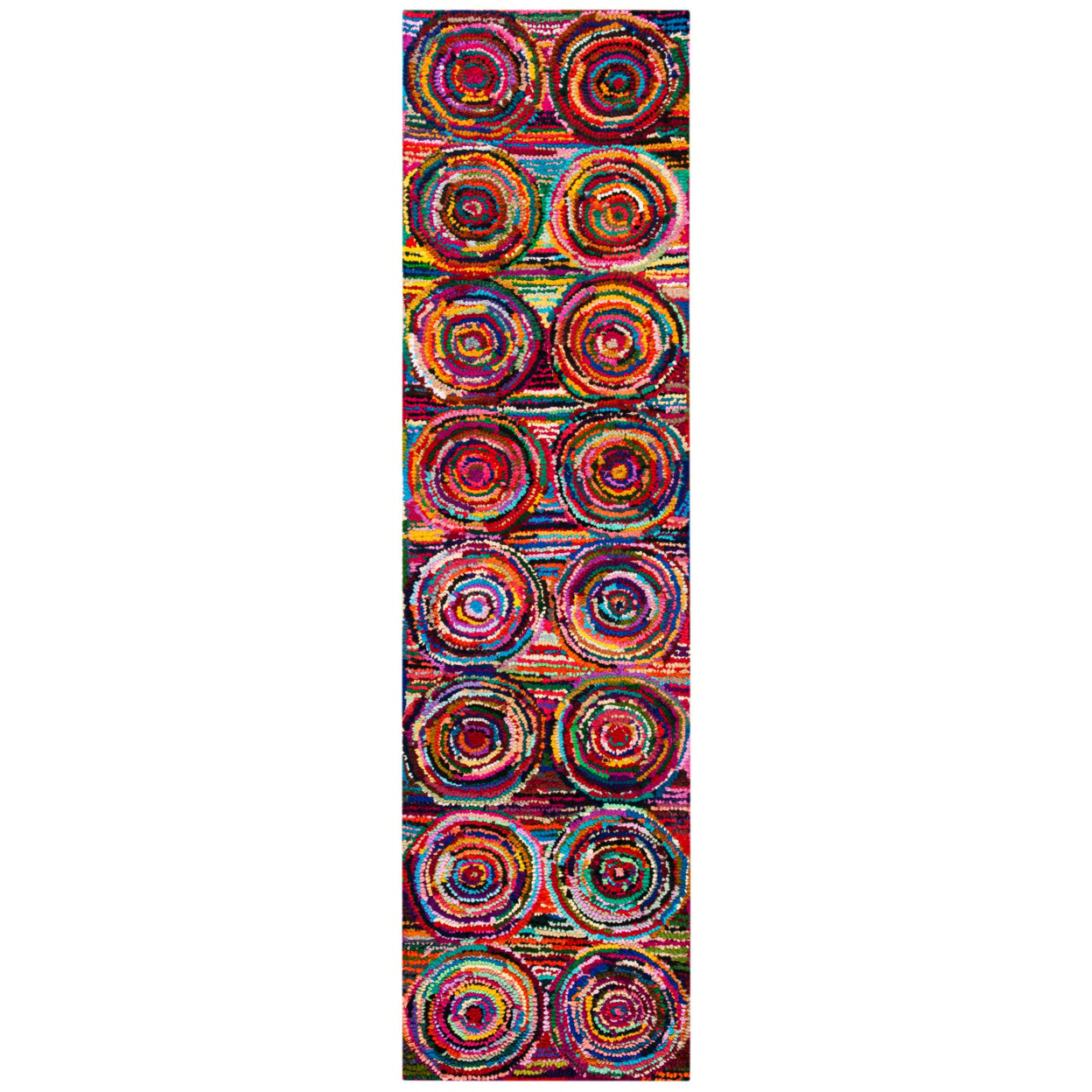thumbnail image 5 of SAFAVIEH Nantucket Marta Geometric Circles Cotton Area Rug, Pink/Multi, 8' x 8' Round, 5 of 9