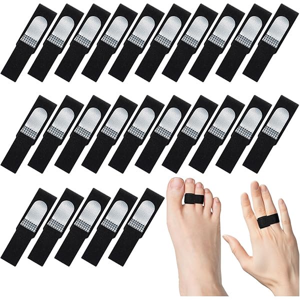 wonima11 25 Pcs Elastic Tape Finger Straps Black Finger Loop Hook Straightener Tape Wraps Support for Injured Trigger Mallet for Breaks Sprains Pain Relief