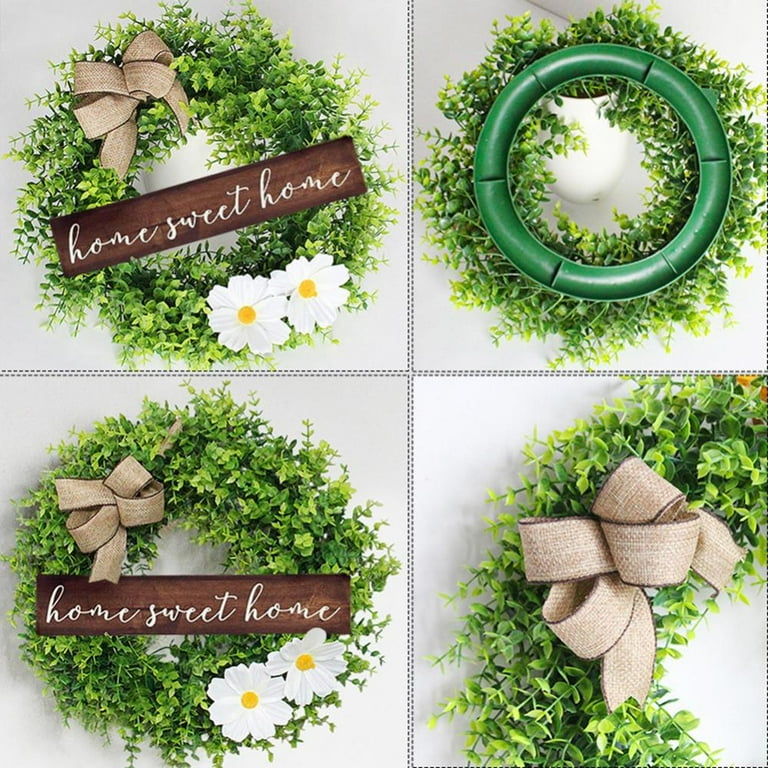 SHENGXINY Home Decor Clearance Spring Wreath On The Outdoor Front Door  Welcomes Summer Flowers, Weather Proof Green Year-Round Wreath, Home, Rural