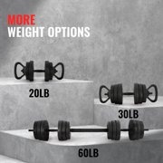 Fitvids 2-in-1 Adjustable Dumbbells, 60 lb Weights With Connector, Black