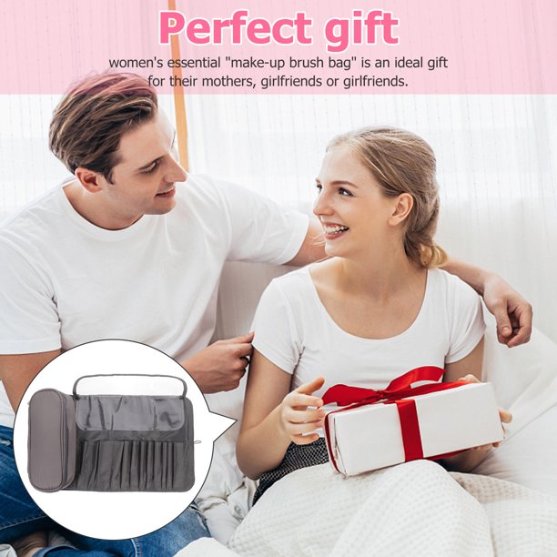 unbranded Bolsa Organizadora Para Brochas De Maquillaje De Tela Gris Plegable Y Portátil Para Almacenamiento