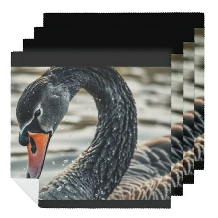 

Facannap Swan Cloth Napkins Hotel Home Banquet Atmosphere Embellishment Polyester for Farmhouse Party Dining Table Decor Reusable Set of 6 4 PCS