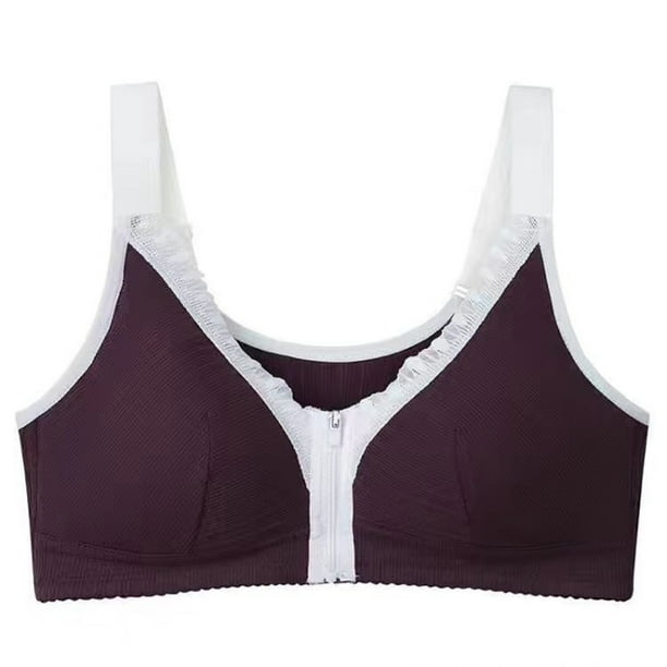 IROINNID Clearance Full Coverage Bra for Women Plus Size Push Up Sexy Front  Zipper Wireless Underwear Casual Everyday Bras,Purple
