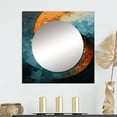 thumbnail image 1 of Designart "Orange Teal Abstract VORTEXs I" Abstract Square Mirror For Wall Decor - Large Orange Square Mirror Printed Wall Decor - Transitional Square Living Room Mirror, 1 of 5