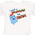 thumbnail image 4 of Inktastic I Want a Hippopotamus for Christmas Cute Stuffed Hippo Boys or Girls Long Sleeve Baby Bodysuit, 4 of 5