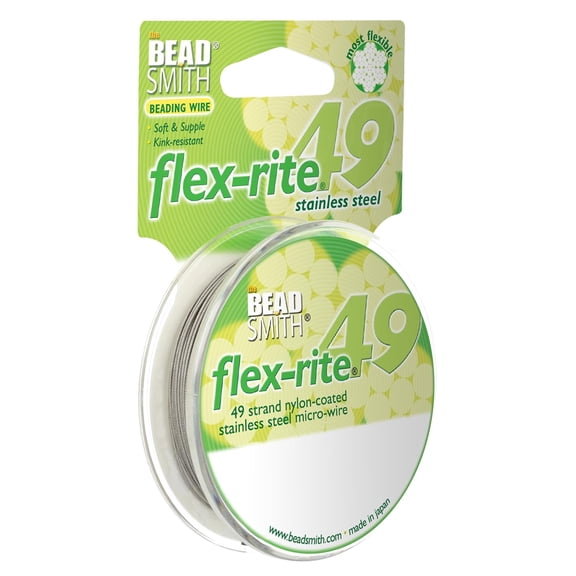The Beadsmith Flex-Rite Beading Wire - 49-Strand, 0.024" (0.60 mm) Dia, Clear, 1000 ft