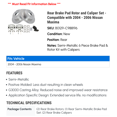 thumbnail image 2 of Rear Brake Pad Rotor and Caliper Set - Compatible with 2004 - 2006 Nissan Maxima 2005, 2 of 2