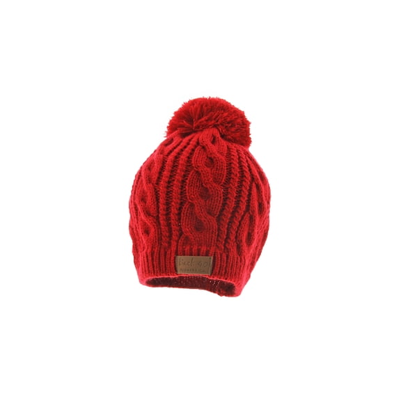 Cable Pom Pom Beanie Unisex Red Thick Warm Knit Winter Hat Skull Cap by Back 40