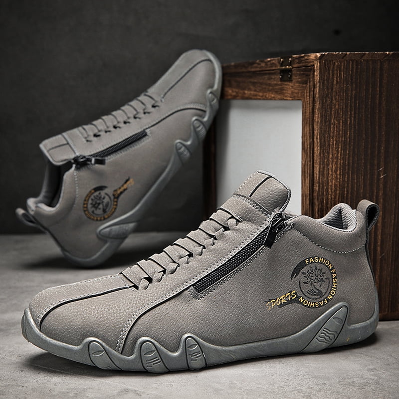 CORASUN Men's Waterproof Casual Shoes, Lightweight & Non-Slip, with Side Zipper, for Daily Wear, Hiking, Driving, High-Top Fashion Sneakers