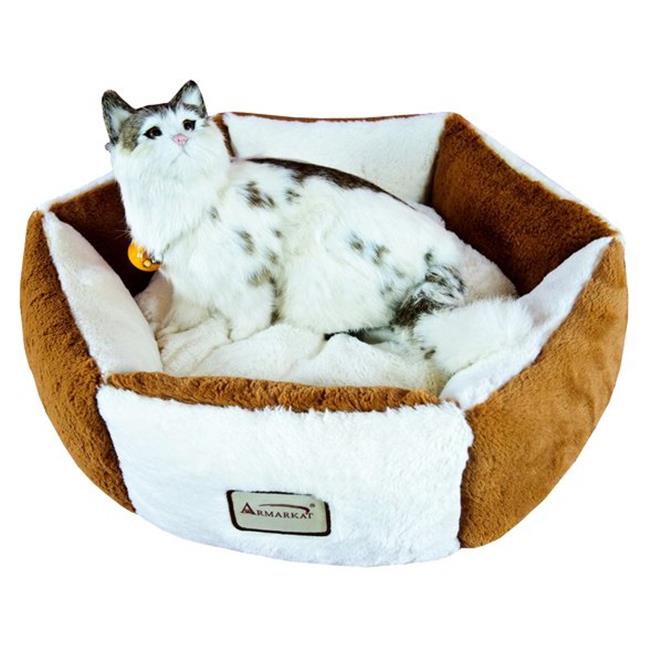 C02NZSMB Armarkat Pet Bed Cat Bed 20 x 20 x 8 Brown & Ivory