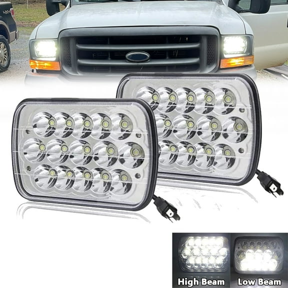 Pair NEW 5x7" 7x6" inch LED Headlights hi/lo Fit for Ford F250 F350 E150 E250 E350