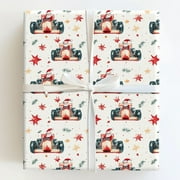 Santa Claus in Formula 1 Race Car Christmas Wrapping Paper