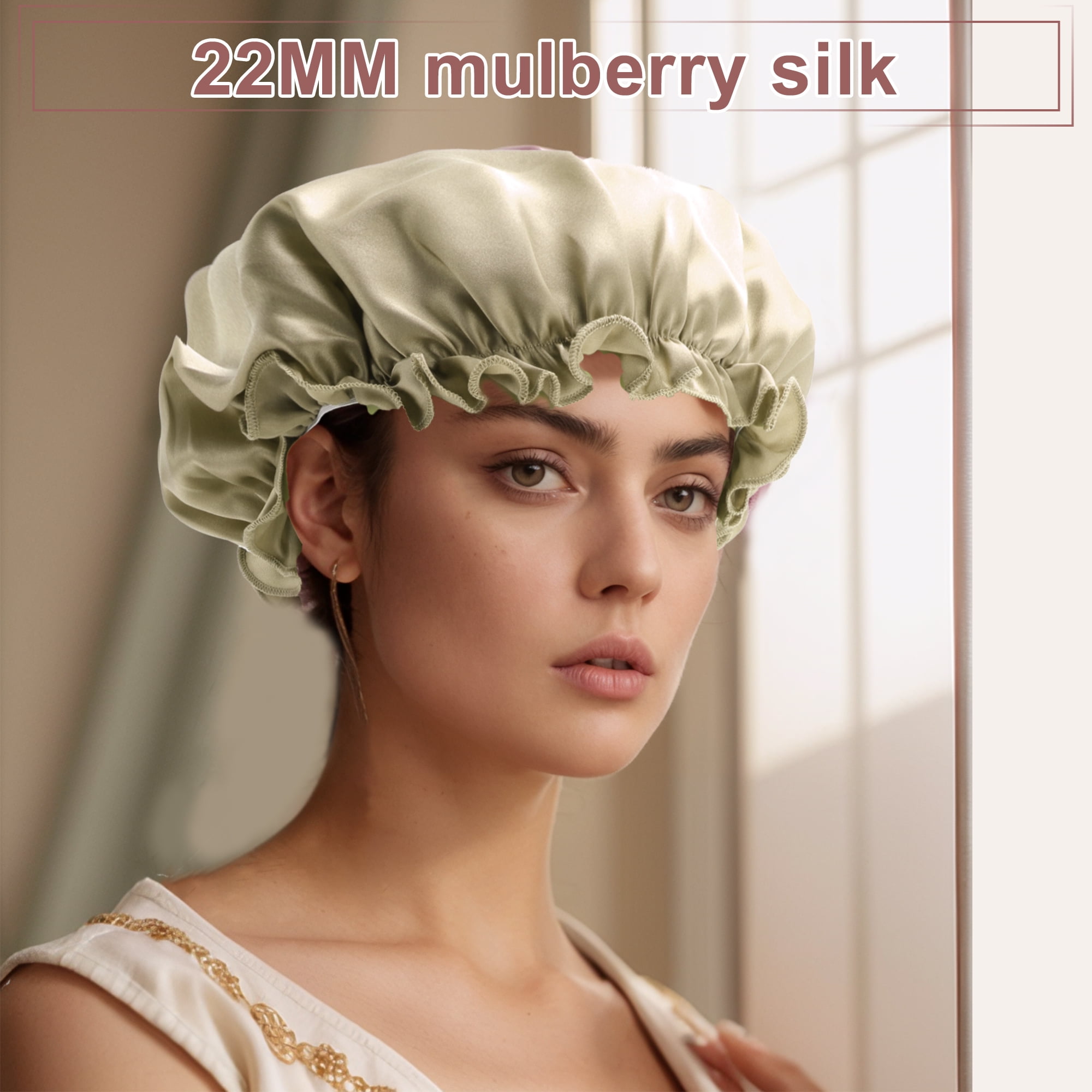 Unique Bargains Sleep Caps with Adjustable Elastic Bands 1 Pc Apricot M