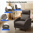thumbnail image 5 of FitStand Recliner Chair Small Recliner Adjustable Reclining Chair Single Sofa with Padded Seat Backrest for Living Room Bedroom, Brown, 5 of 6