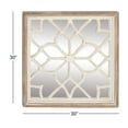 thumbnail image 4 of DecMode White Wood Floral Room Wall Mirror with Carved Overlay and Brown Frame, 30" x 1" x 30", 4 of 13