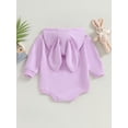 thumbnail image 4 of Cenuakty Infant Baby Easter Jumpsuit, Solid Color Rabbit Ear Hood Long Sleeve Romper for Infant Boys Girls, 4 of 9