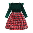 thumbnail image 1 of MIASHUI Robe de Fête Festive pour Filles Motif Dessin Animé Flocon de Neige à Carreaux Tutu Robe pour Tout-Petits Enfants Tenue Décontractée de Jeu Rouge, 9-10 Ans, 1 of 9