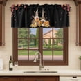 thumbnail image 6 of Black Thanksgiving Gnomes Curtain Valances for Windows, Kitchen Valance Window Treatments Panel 2 Pack, Fall Pumpkin Maple Leaf Rod Pocket Short Curtains for Bathroom Bedroom 42 x 12 Inch, 6 of 8