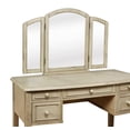 thumbnail image 3 of Kara Vanity Table and Bench Set with Tri-Fold Mirror, Rustic Brown with Linen Fabric, 3 of 11