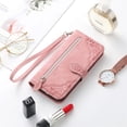 thumbnail image 5 of for iPhone XR Case for Women,Cute Wallet Case with Zipper Pocket Purse Flower Embossed PU Leather Card Slots Wrist Strap Flip Folio Protective Phone Cover for iPhone XR, Pink, 5 of 8