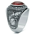 thumbnail image 2 of Men’s Rhodium Plated Oval-Cut Red Cubic Zirconia US Marines Ring - Size 13.5, 2 of 7