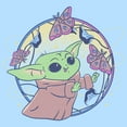 thumbnail image 2 of Men's Star Wars: The Mandalorian Grogu Butterflies Circle Graphic Tee Light Blue Small, 2 of 4