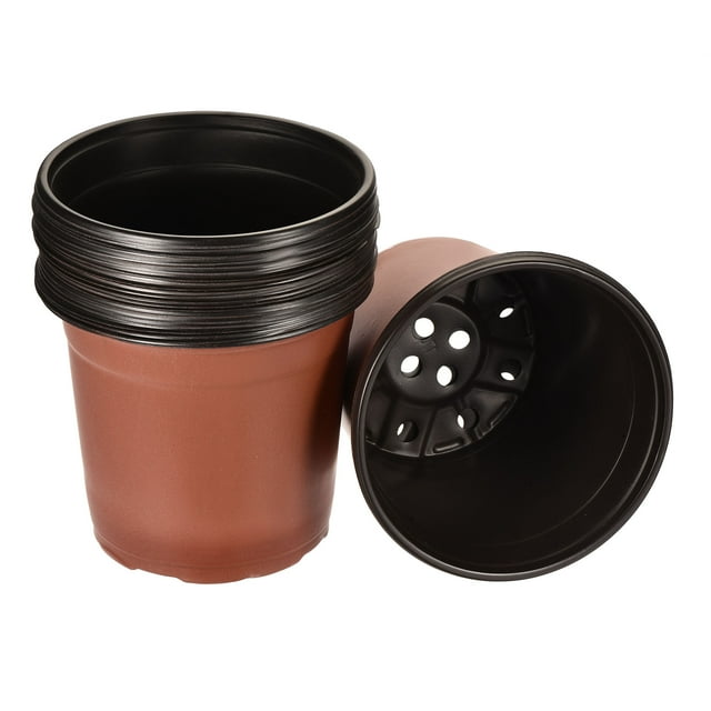 Unique Bargains 6.7' Plastic Plant Nursery Pots Starting Planter Container, Red 25 Pack