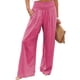 thumbnail image 3 of Pantalones casuales de uso diario para mujer, para citas y playa, elegantes pantalones de cintura alta con pierna ancha en color rojo sandía, 3 of 5