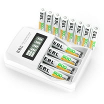 EBL Rechargeable AAA Batteries (12 Pack), Triple A Batteries with Smart LCD Battery Charger