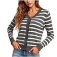 thumbnail image 3 of Cardigans For Women Trendy Fashion Knitted Long Sleeve Button V-Neck Casual Crochet Textured Shrugs Top, 3 of 8