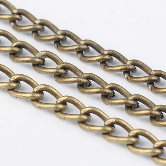 50ms Iron Twisted Chains Curb Chains Unwelded Antique Bronze 5.5x3.5x1mm about 164.04 Feet(50m)/roll