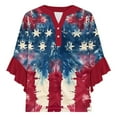 thumbnail image 5 of Youyipin womens tops 3/4 Sleeve Casual American Flag 4Th of July Henley Notched V Neck T Shirts Loose Fit graphic tees for women, 5 of 5