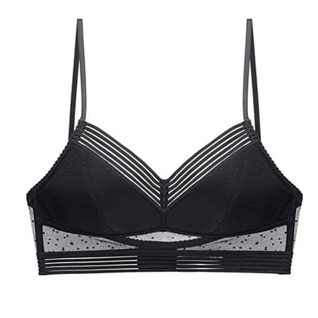 

Low Back Comfort Lifting Bra Lace Bralette Bra Dot Mesh Ultra Thin Ladies Women Crop Top Bra S Black