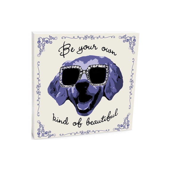 Own Kind Beautiful Blue Dog Glasses 10 x 10 Wood Tabletop Sign Plaque
