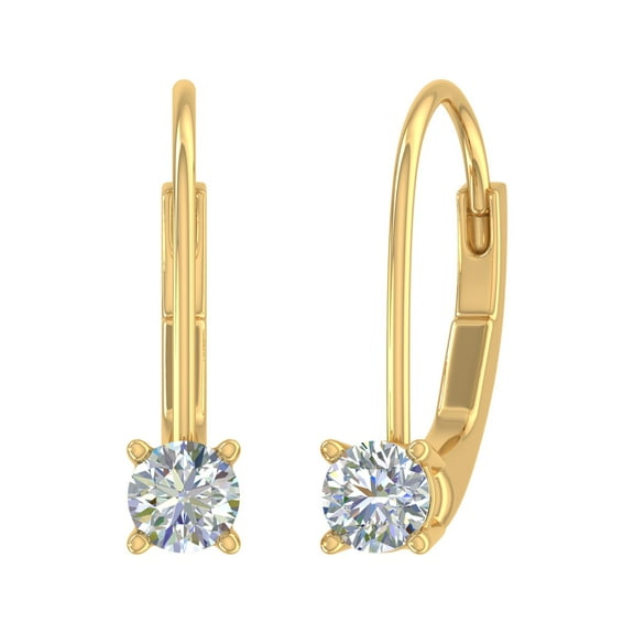 1/4 Carat Diamond Leverback Drop Earrings in 10K Yellow Gold